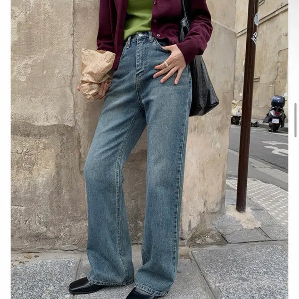 [BUNJANG] Edmore Tech Semi Wide Long Denim Pants (Medium Wash, Size M) / 에드모어 테크 세미 와이드 롱 데님 중청 M 새상품
