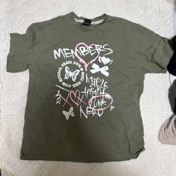 [BUNJANG] Loveistrue CL Punk T-Shirt Khaki / 러브이즈트루 cl 펑크 반팔티 카키