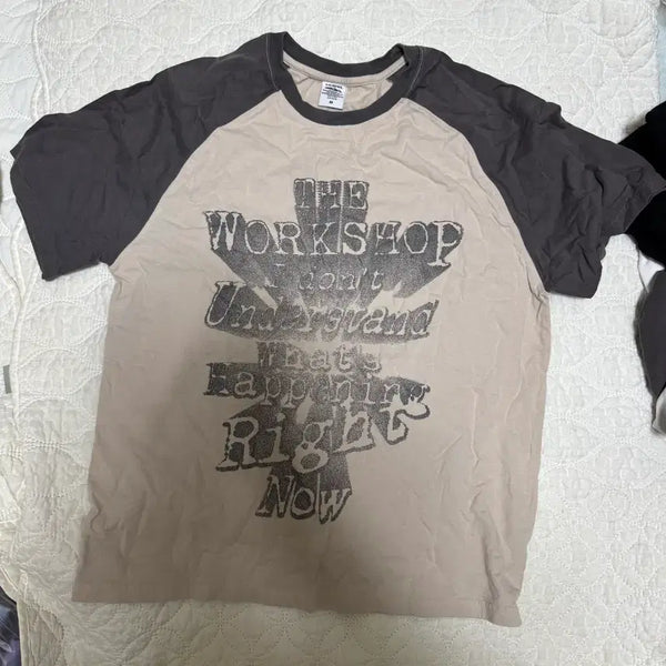 [BUNJANG] Travel Project Raglan Short Sleeve T-Shirt Beige / 트래블 프로젝트 래글런 반팔티 베이지