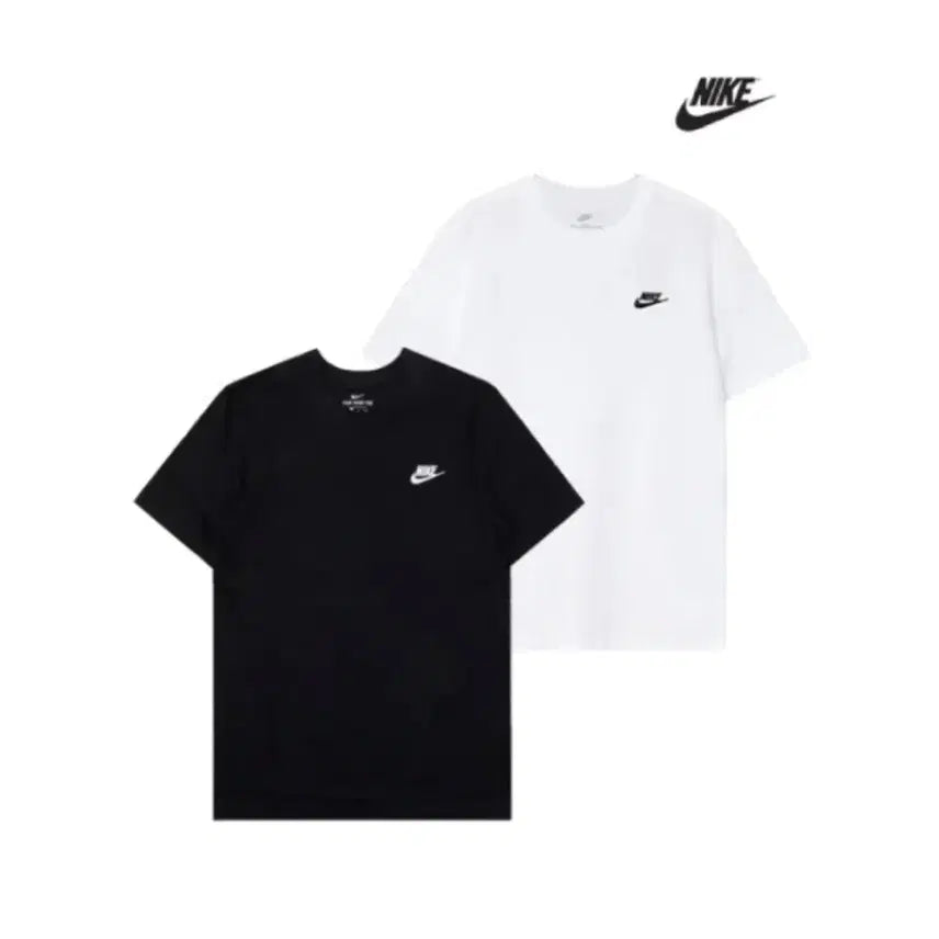 [BUNJANG] Nike NSW Club Swoosh Short Sleeve T-Shirt Black/White / 나이키 NSW 클럽 스우시 반팔 블랙/화이트