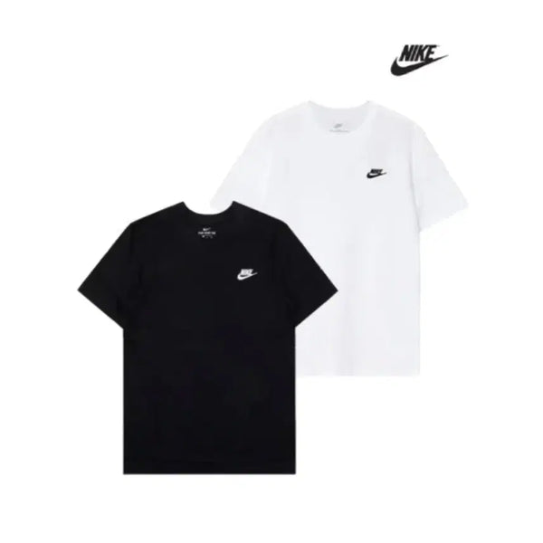 [BUNJANG] Nike NSW Club Swoosh Short Sleeve T-Shirt Black/White / 나이키 NSW 클럽 스우시 반팔 블랙/화이트