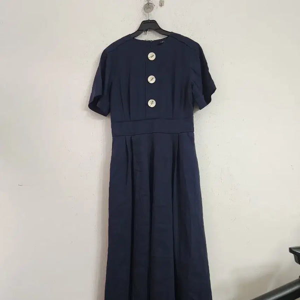 [BUNJANG] Navy Long Button-Detail Dress / 네이비 롱 원피스 단추 장식