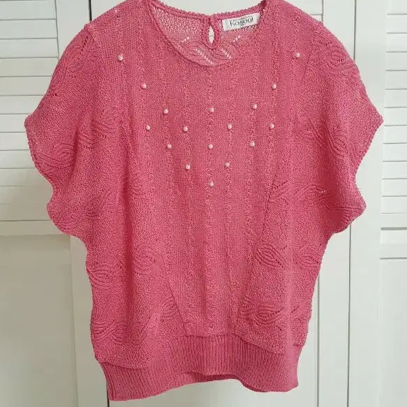 [BUNJANG] Pink Beaded Knit M / 핑크 비즈 니트 M  JAPEN