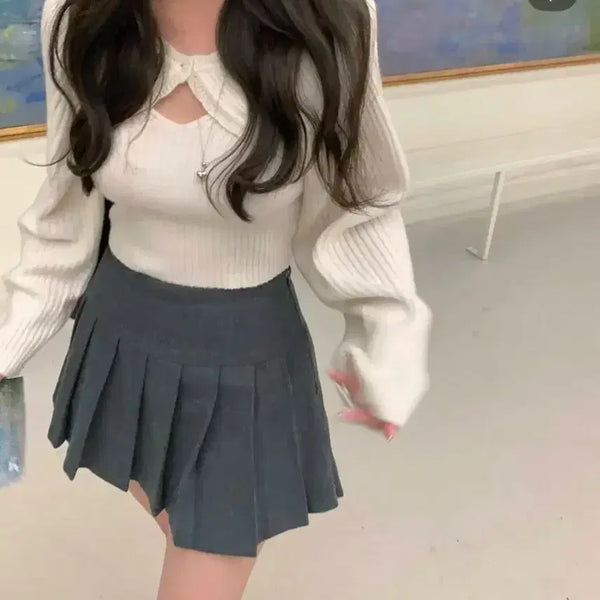 [BUNJANG] LiveHour Fave Pleated Skirt Charcoal M / 리브아워 fave 플리츠 스커트 차콜m