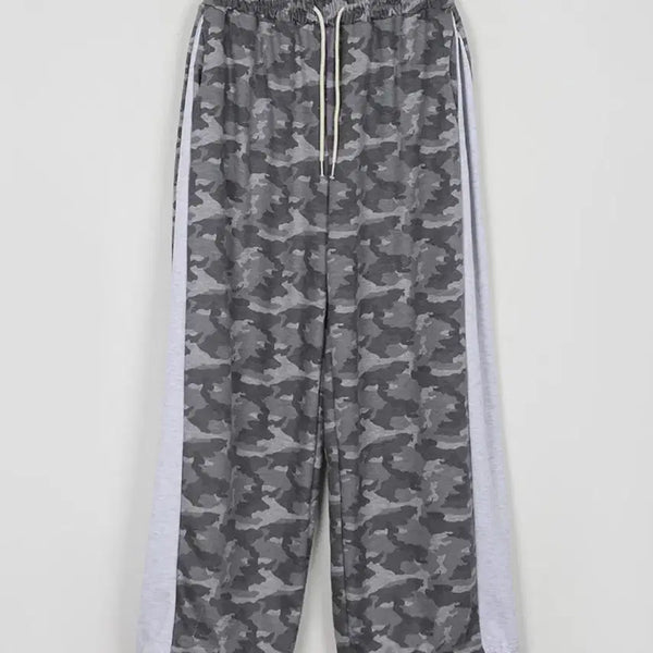 [BUNJANG] Camouflage Color-Block Two-Way Training Wide Pants Jogger Pants / 카모 배색 투웨이 트레이닝 와이드 팬츠 카모팬츠 조거팬츠