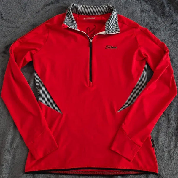 [BUNJANG] Titleist Women's Golf Half-Zip Long Sleeve T-Shirt - Red, Size S / [정품]타이틀리스트 여성 골프 반집업 긴팔 티셔츠 S