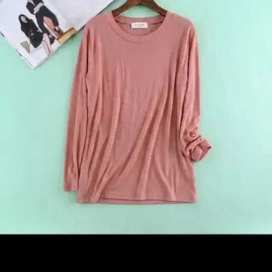 [BUNJANG] Pink Long-Sleeve T-Shirt Size 66 / 긴팔 티셔츠  찰랑소재 66