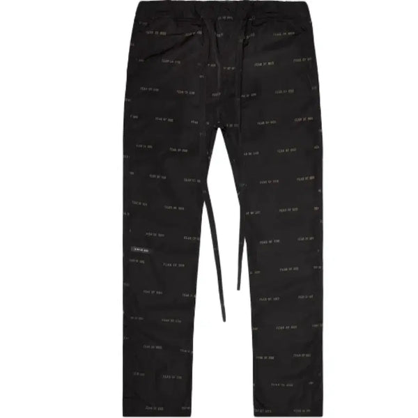 [BUNJANG] Fear of God 6th All Over Print Baggy Nylon Black Pants / 피어오브갓 6th 올오버 프린트 배기 나일론 블랙 팬츠