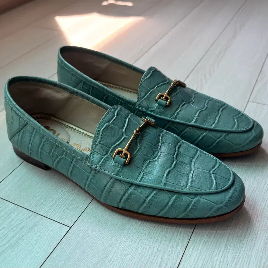 [BUNJANG] Sam Edelman Blue Croc Leather Loafers / 샘에델만 가죽 로퍼 블루 크로크