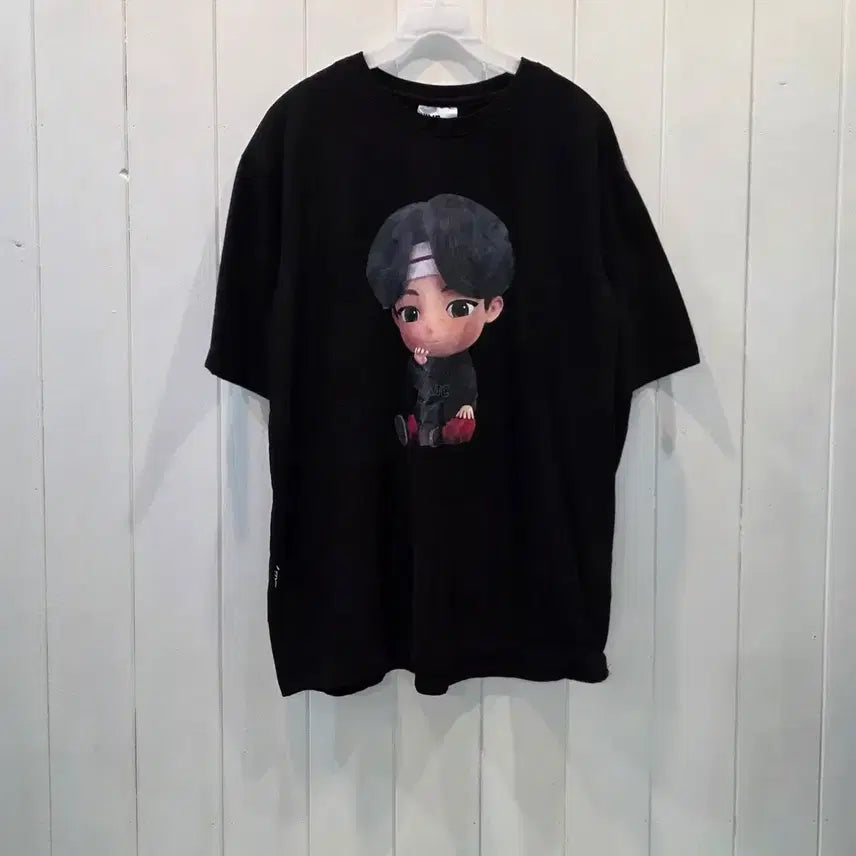 [BUNJANG] BTS Jin Character Short-Sleeve T-Shirt Black / BTS jin 캐릭터 반팔티