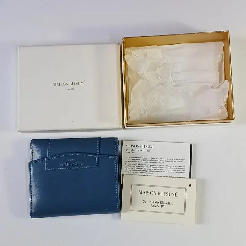 [BUNJANG] Maison Kitsuné Blue Leather Card Holder / (정품풀박스)메종키츠네 블루 레더 카드지갑