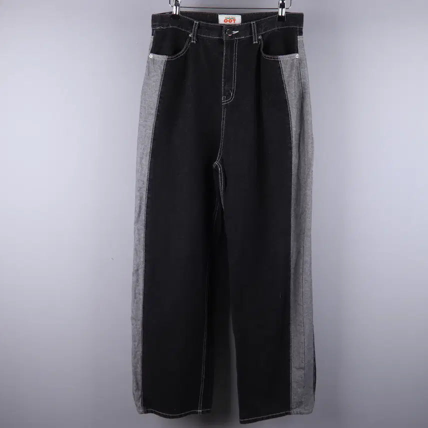 [BUNJANG] OOTJ Colorblock Wide Leg Denim Pants (L) / (여성) OOTJ 배색 와이드 데님 팬츠 (L)