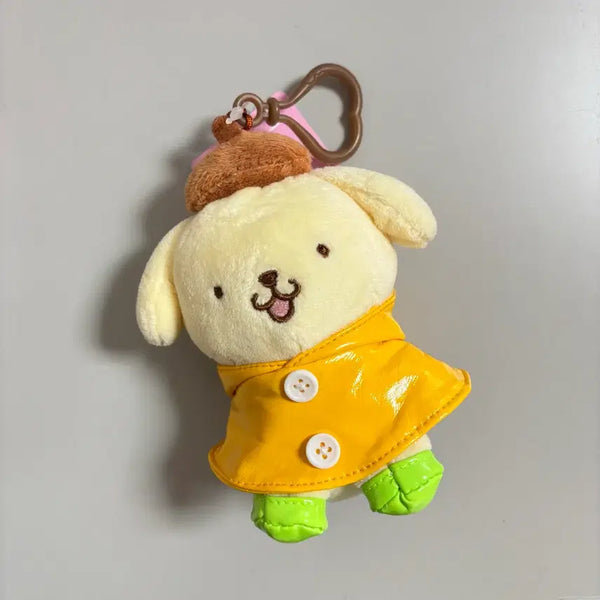 [BUNJANG] Sanrio Pompompurin Raincoat Charm Doll Keychain / 산리오 폼폼푸린 우비 가방걸이 인형 키링