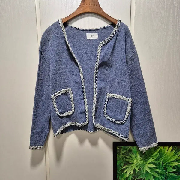 [BUNJANG] Vintage 417 Denim Tweed Open-Front Jacket / (세일) vtg. 417 데님 트위드 오픈형 자켓