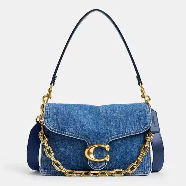 [BUNJANG] Coach Denim Shoulder Bag Gold Chain / 코치 데님 숄더백 금장 체인 정품 미개봉