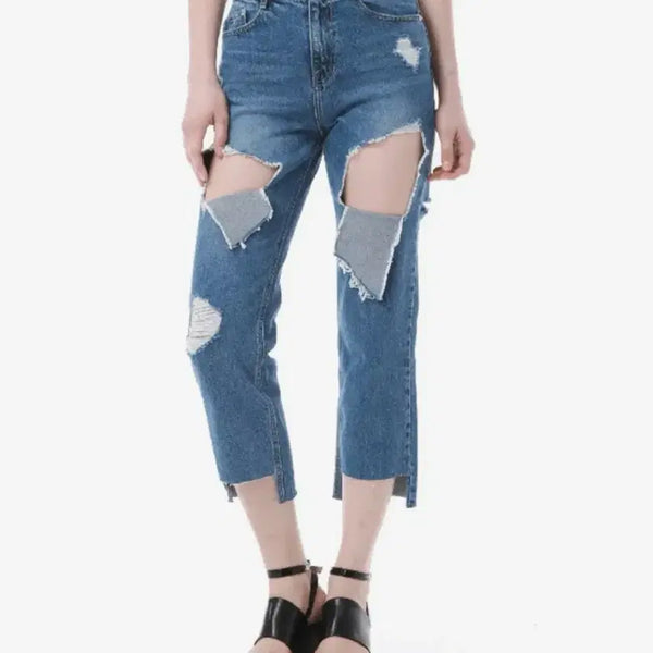 [BUNJANG] SJYP Distressed Denim Pants / [XS] SJYP 디스트로이드 찢청 데님 팬츠 청바지