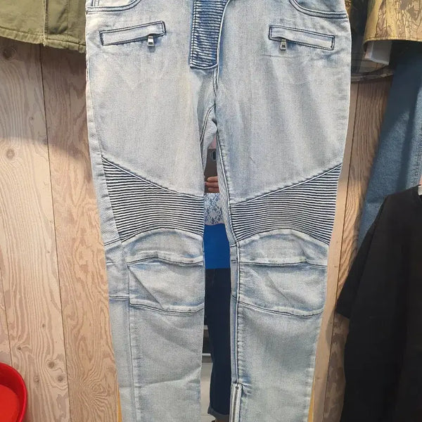 [BUNJANG] BALMAIN Light Blue Zipper Biker Jeans / 발망(BALMAIN) 라이트 블루 지퍼 바이커 진 (31~32)