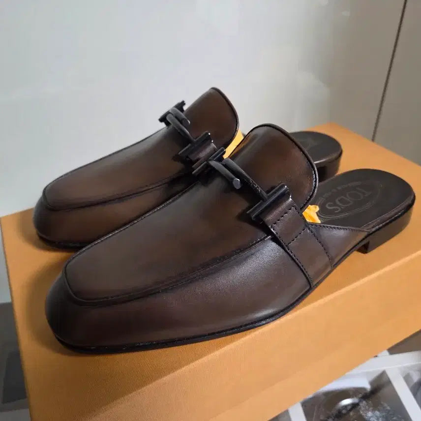 [BUNJANG] TOD'S Double T Brown Leather Loafers / TOD'S 토즈 더블티 브라운 레더 블로퍼