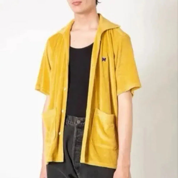 [BUNJANG] Needles Yellow Towel Material Short Sleeve Shirt / 니들스 옐로우 타월 소재 반팔 셔츠