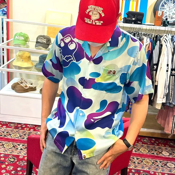 [BUNJANG] BAPE x Bored Ape Yacht Club Collaboration Hawaiian Short Sleeve Shirt / BAPE x Bored Ape Yacht Club 콜라보 반팔 셔츠