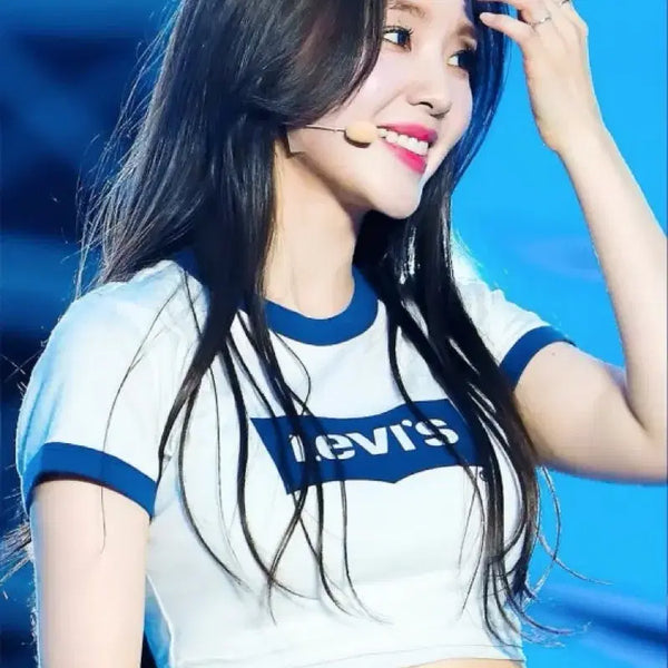 [BUNJANG] Irene x Levi's Graphic Ringer Mini Tee / 아이린 LEVIS 리바이스 배트윙 링거 배색 크롭 반팔 티셔츠 크롭티