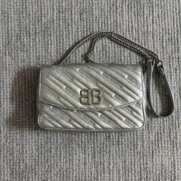 [BUNJANG] Balenciaga BB Silver Chain Shoulder Bag / 발렌시아가 BB 실버 체인 숄더백