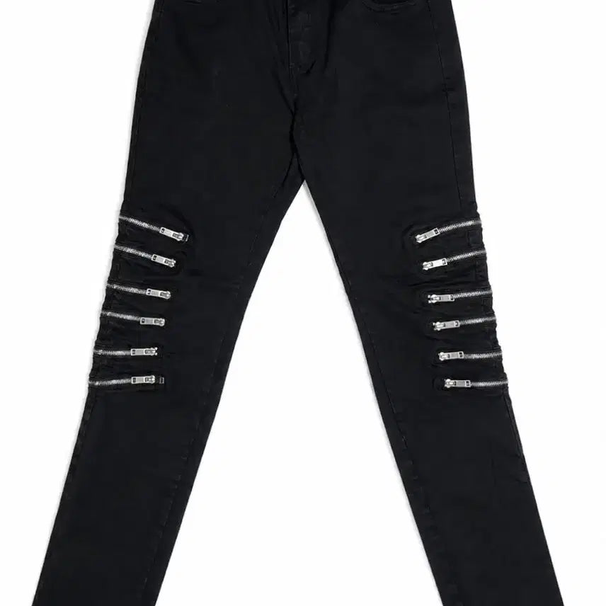 [BUNJANG] Slim Straight Fit Black Jeans with Side Zipper Detail / 사이드 지퍼 디테일 팬츠