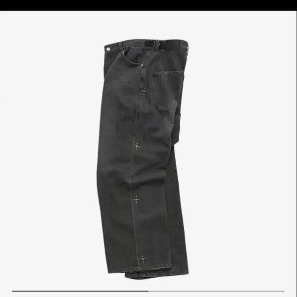 [BUNJANG] Politeu 1011 Gosima Denim Pants Flower Washed Black / 2)폴리테루 1011 고시마 데님 팬츠 리벳 플라워 워시드 블랙