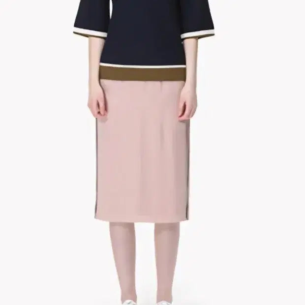 [BUNJANG] TIME Satin Banding Side Line Skirt (Pink/Green) / 타임 (TIME) 새틴 밴딩 사이드 라인 스커트 (핑크)
