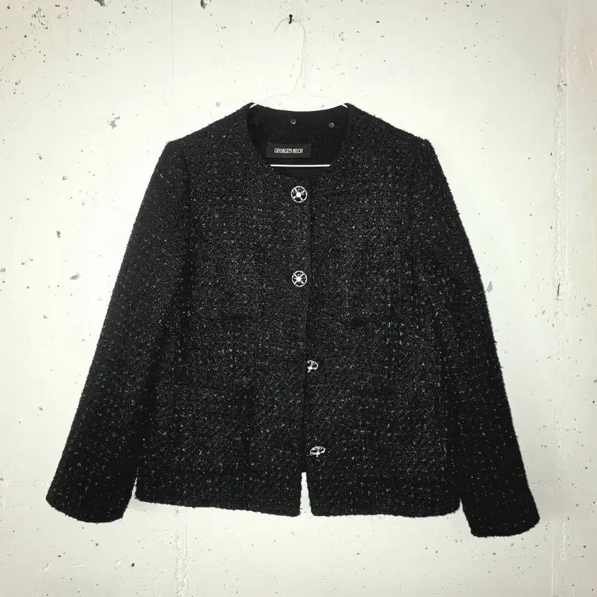 [BUNJANG] Georges Rech Black Tweed Jacket Size 66 / 조르쥬 레쉬 블랙 트위드 자켓 66