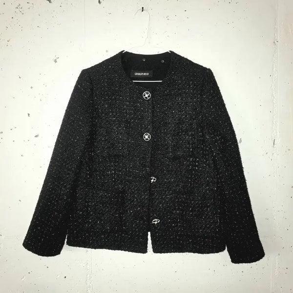 [BUNJANG] Georges Rech Black Tweed Jacket Size 66 / 조르쥬 레쉬 블랙 트위드 자켓 66