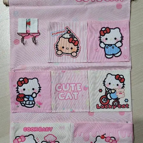 [BUNJANG] Hello Kitty Pink Wall-Mounted Organizer / 헬로키티 핑크색 벽걸이 수납 정리함