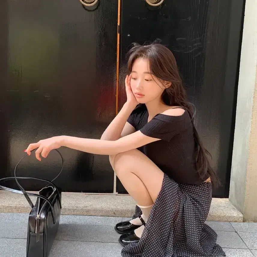 [BUNJANG] Young & Rich Dot Slit Skirt / [새상품] 에이블리 영앤리치 도트 슬릿 스커트