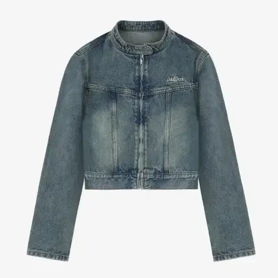 [BUNJANG] ODD STUDIO Sand Washing Biker Denim Crop Jacket - Blue / 오드스튜디오 샌드 워싱 바이커 데님 크롭 자켓 - BLUE