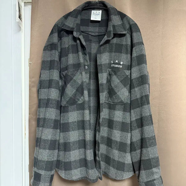 [BUNJANG] 2XL Gingham Black Check Shirt / [2XL] 아이앱 깅엄 블랙 체크셔츠