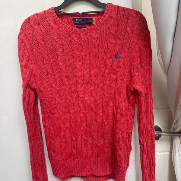 [BUNJANG] Polo Ralph Lauren Red Cable Knit Sweater / 폴로 랄프로렌  케이블 니트