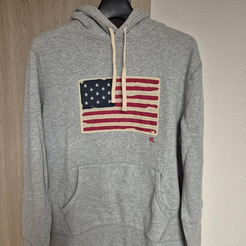[BUNJANG] Polo Ralph Lauren USA Flag Hoodie - Grey (L) / 폴로 성조기 후드티 그레이 L