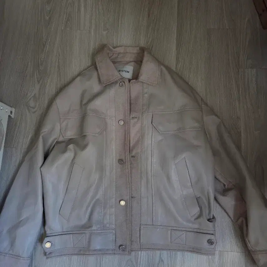 [BUNJANG] System Homme Genuine Oversized Fit Leather Beige Jacket 105 / 시스템옴므 정품 오버핏 레더 베이지 자켓 105사이즈