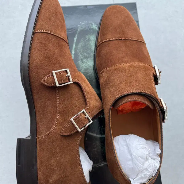 [BUNJANG] Magnanni Monk Strap Suede Shoes Men's US 8 / 맥나니 몽크스트랩 스웨이드 구두 남성 US 8 (260~265)