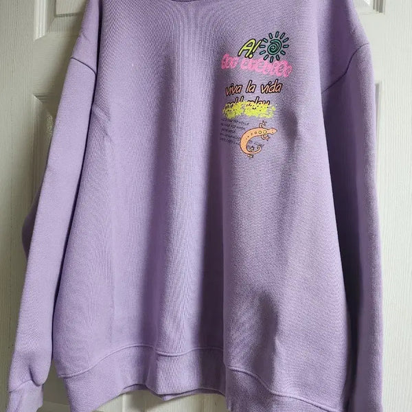 [BUNJANG] Boy&She Lavender Printing Sweatshirt T-shirt / Boy&She 라벤더 프린팅 맨투맨 티셔츠