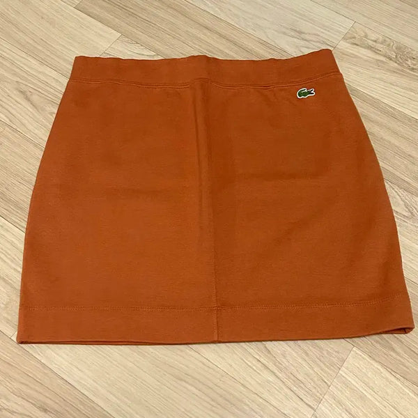 [BUNJANG] Lacoste Patch Logo Cotton Mini Skirt Brown/Orange Size 34 / 라코스테 패치로고 브라운 오렌지 면 미니 스커트 34