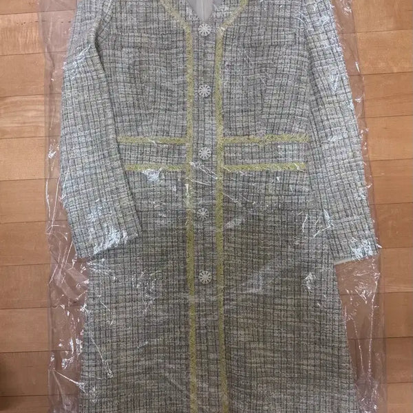 [BUNJANG] It's Mine Tweed V-Neck Dress Yellow Green 55 / 잇미샤 트위드 브이넥 원피스 옐로 그린 55