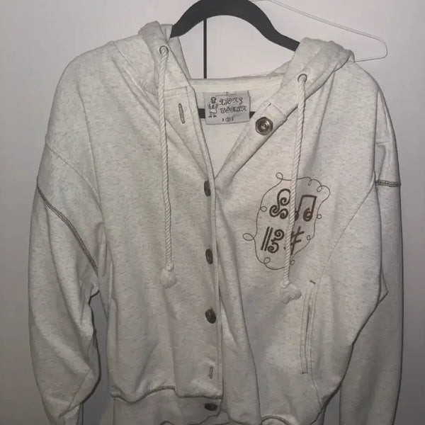 [BUNJANG] Lunakihoo Clef Sweat Hoodie Zip-up Jacket Ivory / 루나키후 클레프 스웻 후드 자켓 집업 아이보리