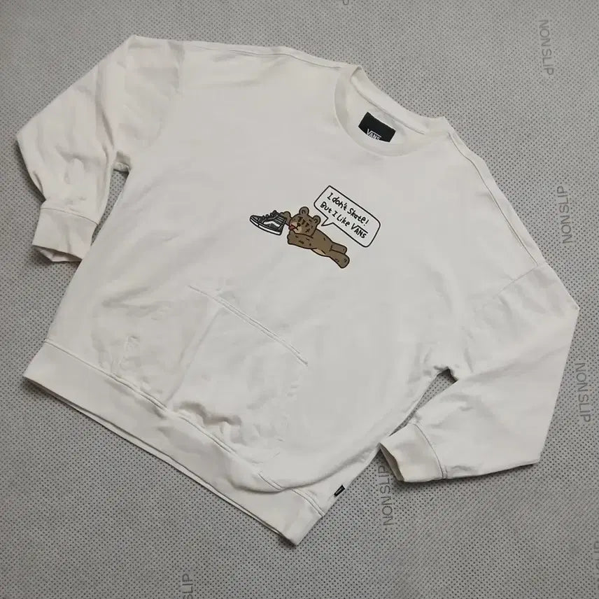 [BUNJANG] Vans Bear Graphic Sweatshirt T-Shirt White / VANS 반스 곰돌이 맨투맨 티셔츠 화이트