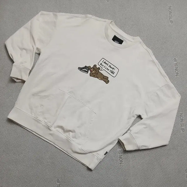 [BUNJANG] Vans Bear Graphic Sweatshirt T-Shirt White / VANS 반스 곰돌이 맨투맨 티셔츠 화이트