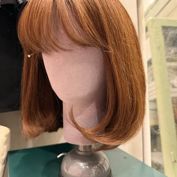 [BUNJANG] 100% Human Hair Bob Cut Wig (Brown) / 100프로 인모(브라운, 보브컷) 통가발 판매 / 검색어 항암가발 탈모