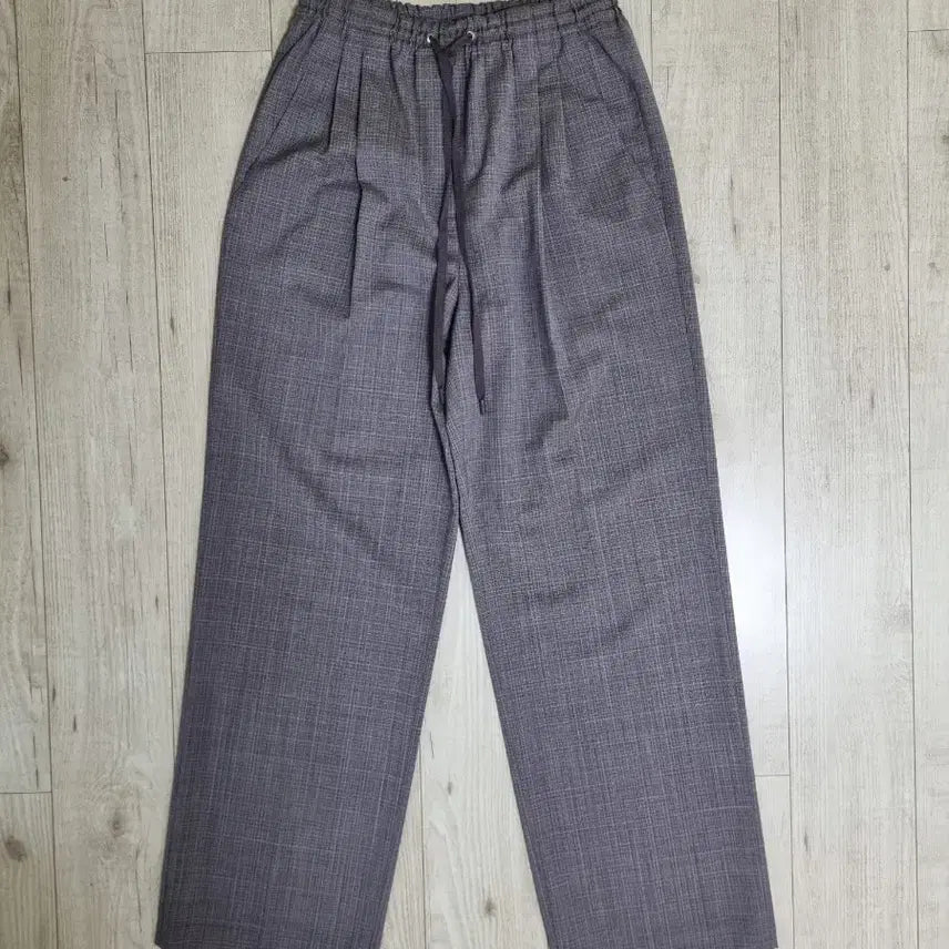 [BUNJANG] Time Check Pattern Wide Banding Slacks / 타임 체크 패턴 서미와이드 밴딩 슬랙스