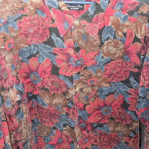 [BUNJANG] Christian Dior Flower Corduroy Shirt / 크리스찬 디올 플라워 코듀로이 셔츠 M