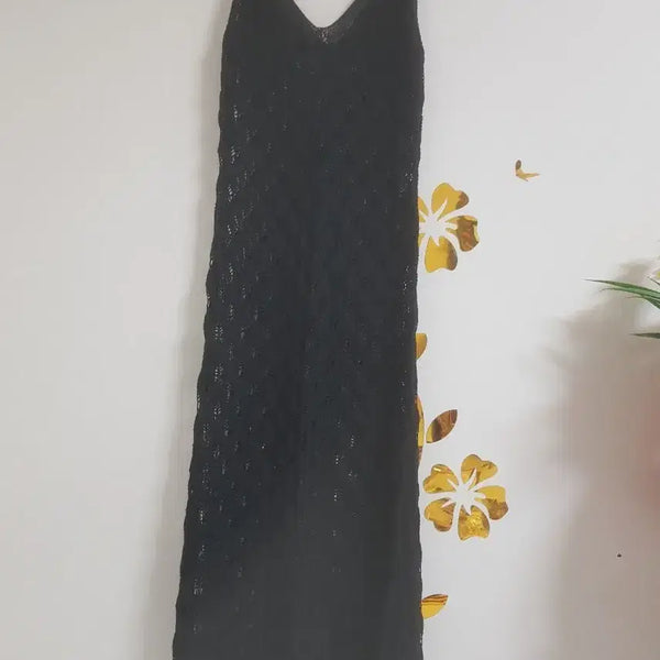 [BUNJANG] Black Knit Long Dress (Size 55) / 블랙 니트 롱 원피스(55)
