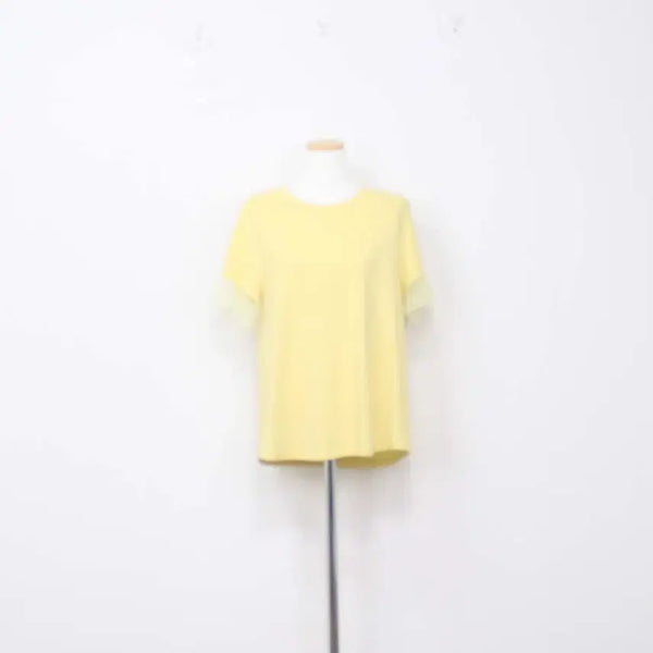 [BUNJANG] CC Collect Women's Stretch Round Neck T-Shirt Mustard Size 66 / [정품] 씨씨컬렉트 여성 사방스판 라운드 티셔츠 66 정인샵